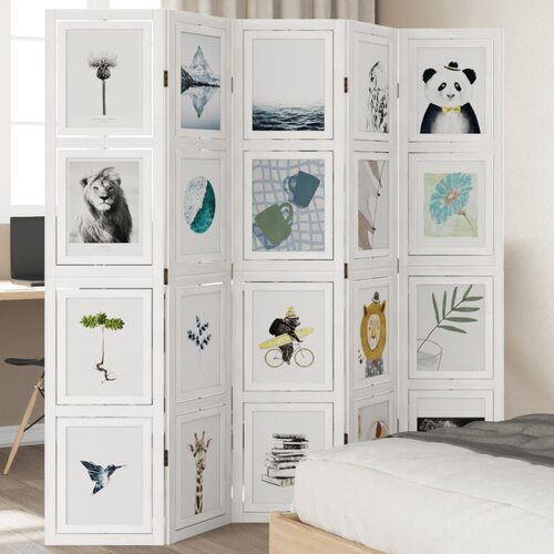  The Living Store Paravan 5-delni bel trden les pavlovnije - Pregrada Za Prostor, (21494131) Slike