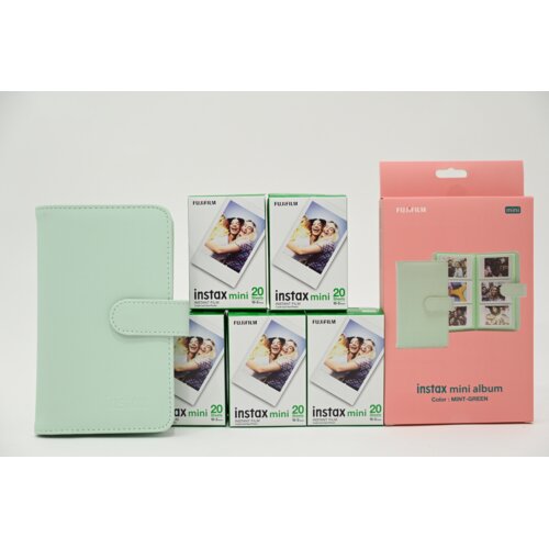 Fujifilm Set od 5 filmova za fotoaparat Instax Mini Glossy i album za slike, Zeleni Cene