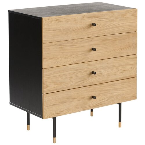 Woodman Črna/v naravni barvi visoka komoda v hrastovem dekorju 80x87 cm Jugend &amp;ndash; Slike