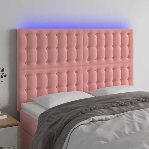  LED posteljno vzglavje roza 144x5x118/128 cm žamet, (20951603)