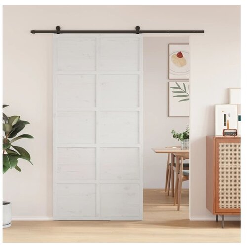 VidaXL Hlevska vrata bela 100x208 cm trdna borovina Slike