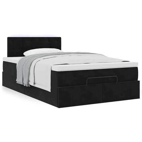 VidaXL otomanski okvir kreveta s madraca crni 120x190 cm bar&amp;scaron;unasti Slike