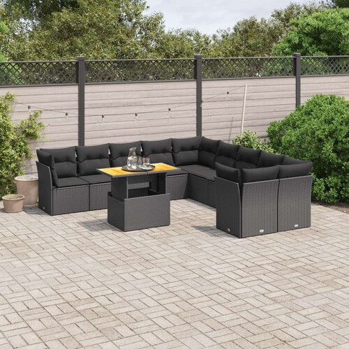  11-dijelni set vrtnih sofa od poliratana s jastucima crni Cijene