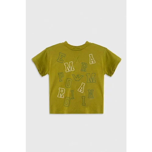 Emporio Armani Pamučna majica kratkih rukava za bebe boja: zelena, s tiskom