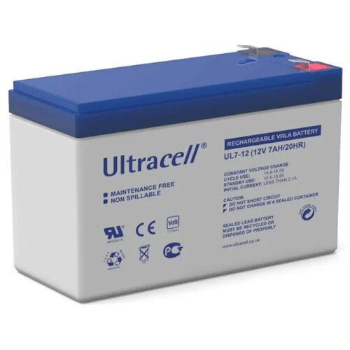 Ultracell Akumulator UL7-12, 12 V, 7Ah, Klema F1, 4.8 mm,151x65x99 mm Slike