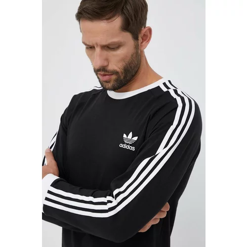 Adidas Bombažna majica z dolgimi rokavi 3-Stripes Long Sleeve Tee črna barva