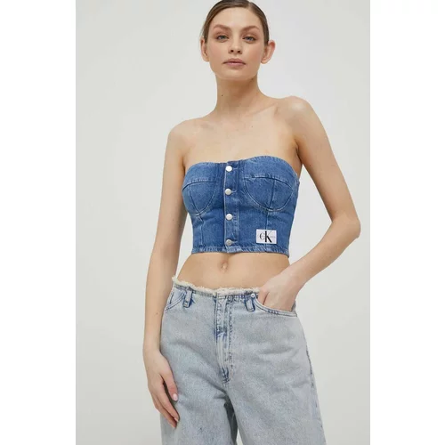 Calvin Klein Jeans Top od trapera boja: tamno plava, cold shoulder