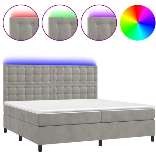VidaXL Box spring postelja z vzmetnico LED svetlo siva 200x200cm žamet, (20761117) Slike