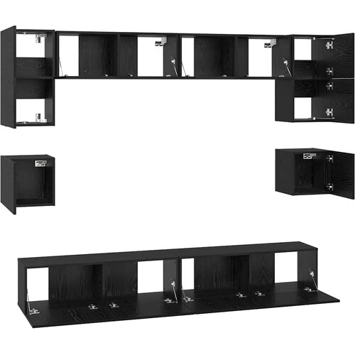  Set TV komoda 8 kom. Crni hrast Konstruirano drvo Slike