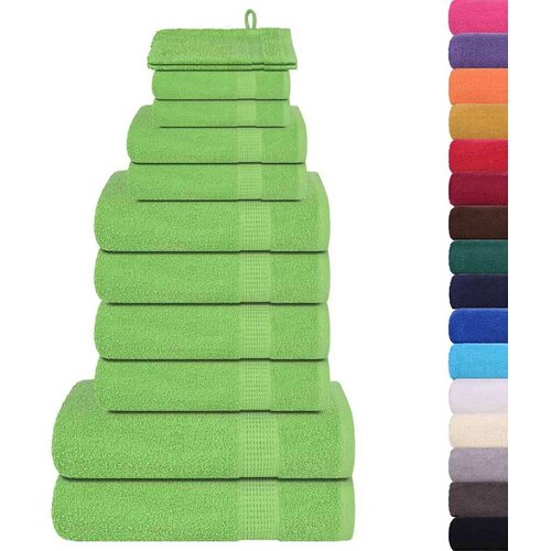 VidaXL 12-dijelni set ručnika zelena boja jabuke 360 gsm 100 % pamuk Slike