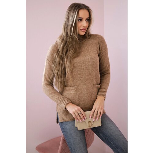 Kesi Sweater with stand-up collar camel Slike