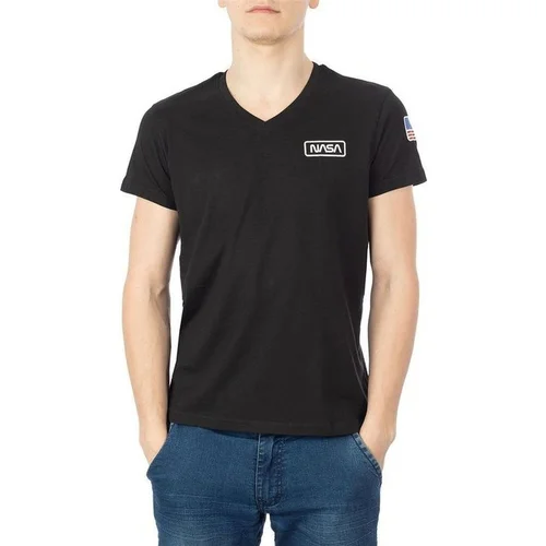 NASA BASIC FLAG V NECK Crna