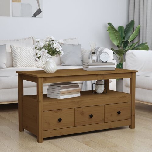VidaXL Klubska mizica medeno rjava 102x49x55 cm trdna borovina Slike