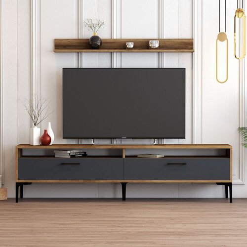 Hanah home polica za TV istanbul - walnut, anthracite walnutanthracite tv unit Cene