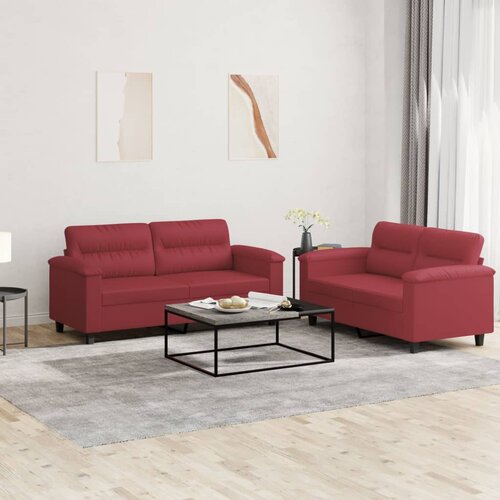  2-dijelni set sofa s jastucima boja vina od umjetne kože Cene