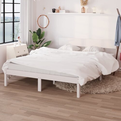 Okvir za krevet masivna borovina bijeli 135x190 cm bračni Cene