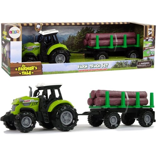  Zeleni traktor s prikolicom i balvanima Cene