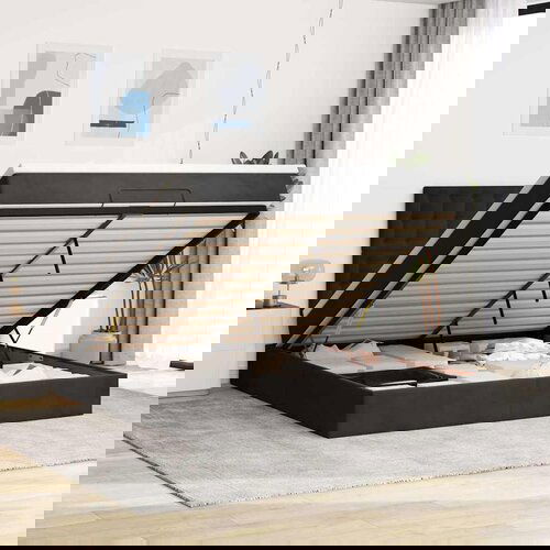 vidaXL Otomanski posteljni okvir z vzmetnicami črn 160x200 cm žamet Cene