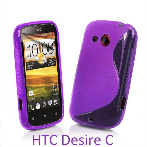  Gumijasti / gel etui S-Line za HTC Desire C - vijolični Cene