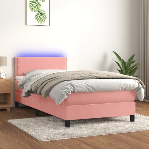  box spring s madracem LED ružičasti 100x200cm baršunasti Cene