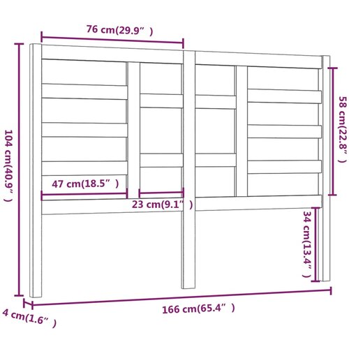  Uzglavlje za krevet boja meda 166 x 4 x 104 cm masivna borovina Slike