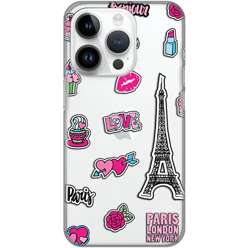 Silikonska maska za iPhone 14 Pro 6.1 Love Paris Print Skin providna Slike