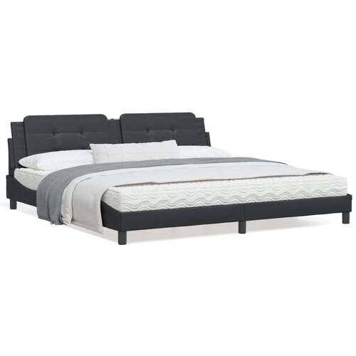  Posteljni okvir z vzglavjem črn 200x200 cm umetno usnje Cene