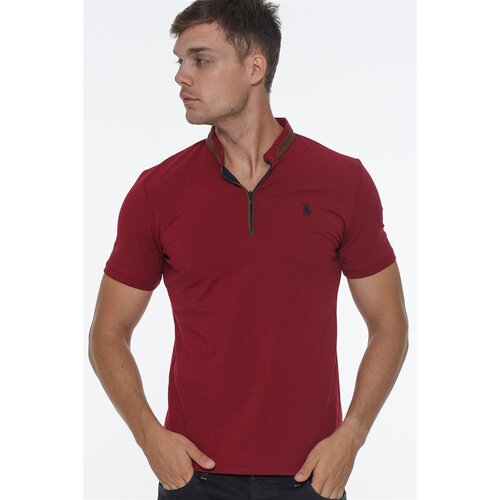 Dewberry T8571 ZIPPER MEN&amp;#039;S T-SHIRT-OPEN BURGUNDY Slike