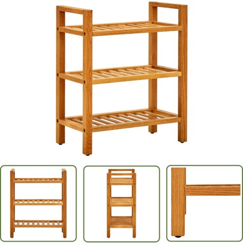 The Living Store Stojalo za čevlje s 3 policami 50x27x60 cm trdna hrastovina - Stojalo Za Čevlje, (21744688) Cene