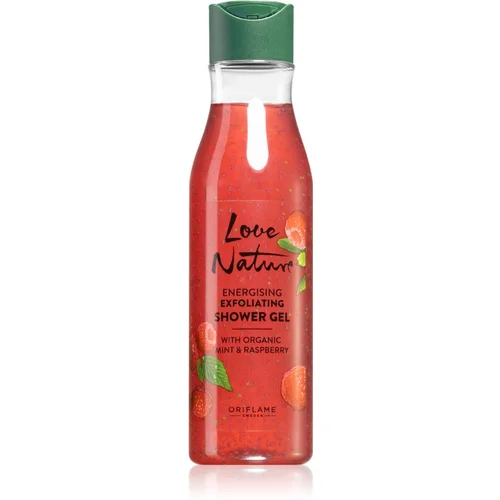 Oriflame Love Nature Organic Mint & Raspberry eksfolijacijski gel za tuširanje 250 ml