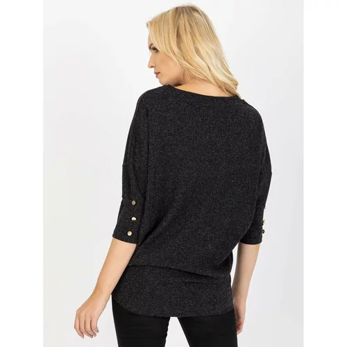 Fashionhunters Graphite oversize sweater with 3/4 sleeves OCH BELLA