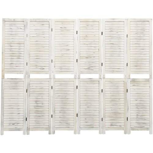 VidaXL Paravan 6-delni antično bel 215x166 cm trden les Slike
