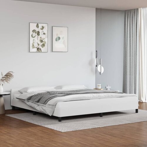 The Living Store Posteljni okvir z vzglavjem bel 200x200 cm umetno usnje - Posteljni Okvir Z Vzglavjem, (21526399) Cene