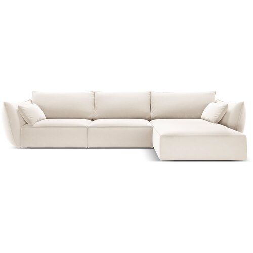Mazzini Sofas Bež žametna kotna sedežna garnitura z ležalnikom (desni kot) Vanda &amp;ndash; Slike