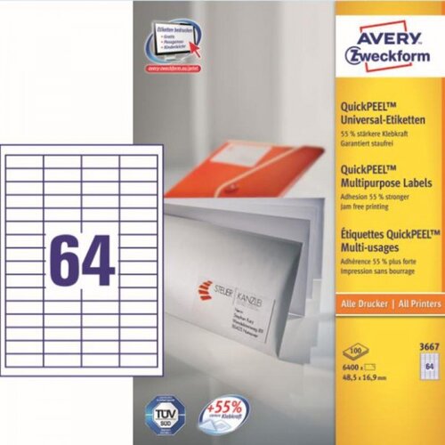 Avery Zweckform Univerzalne etikete 48,5 x 16,9 mm - 100/1 Slike