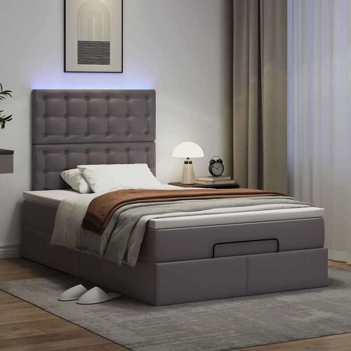 vidaXL otomanski okvir kreveta s madraca sivi 120x190cm umjetne kože Cijene