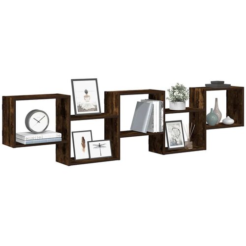 VidaXL Zidna kockasta polica s 5 odjeljaka od dimljenog Slike