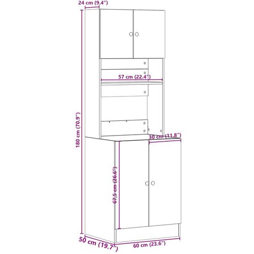 vidaXL Kuhinjska omarica betonsko siva 60x50x180 cm inženirski les Cene