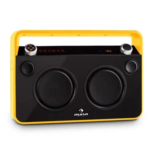 Auna Bebop Ghettoblaster, žuta, Bluetooth USB AUX MIC