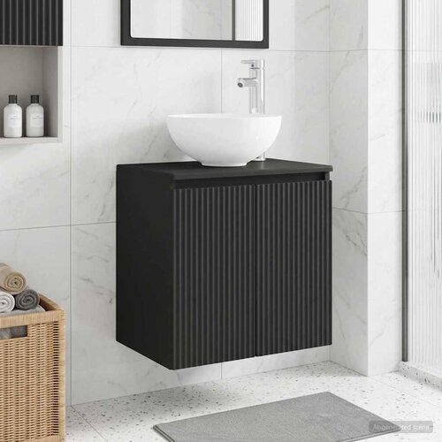  Umivaonik s policom Crna 49,5 x 35 x 63 cm Konstruirano drvo Cijene