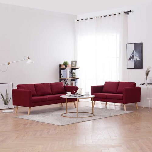  2-dijelni set sofa od tkanine crvena boja vina Cene