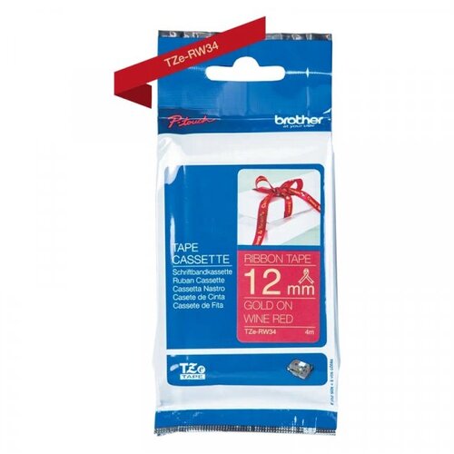 Brother TZE-RW34 Vinsko rdeč/zlat 12mm trak za PT, (20389029) Cene