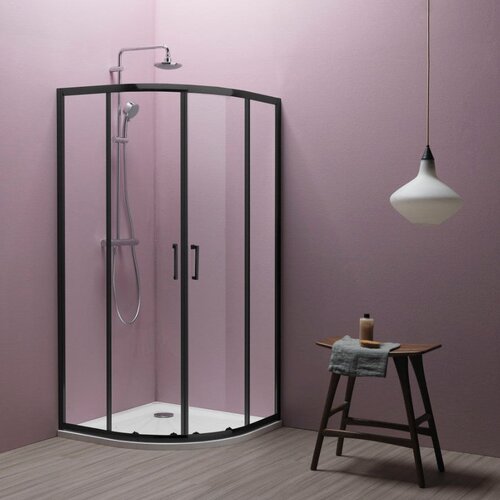 Kolpa San ECO QUAT TKP R90 TU&Scaron; KABINA VISINE 185 PROVIDNO KALJENO STAKLO 5mm MAT CRNI DARK BLACK RAM  KOLPA SAN Cene