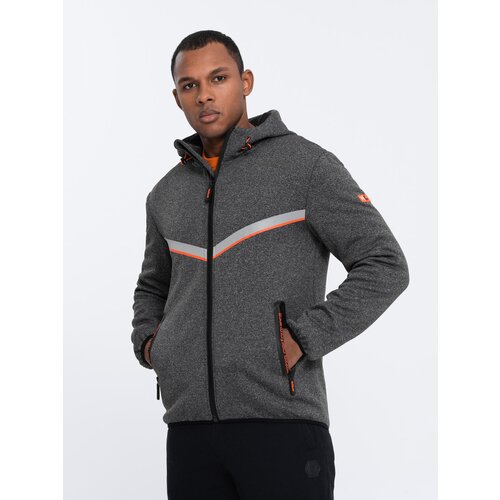 Ombre Men&amp;#039;s sports jacket with adjustable hood and reflector - graphite Slike