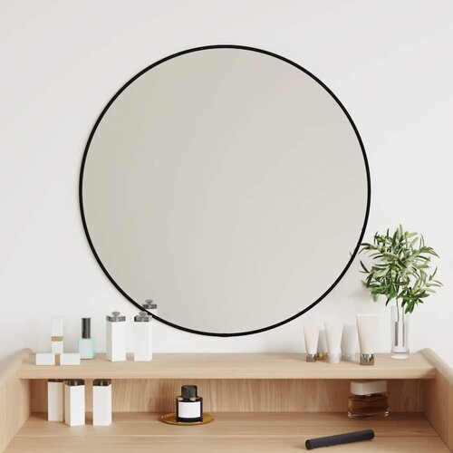 Zidno ogledalo crno Ø 60 cm okruglo Cene