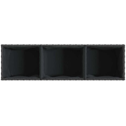 VidaXL Vrtna sadilica s kotačima 3 posude crna 107x32x38 cm poliratan Slike