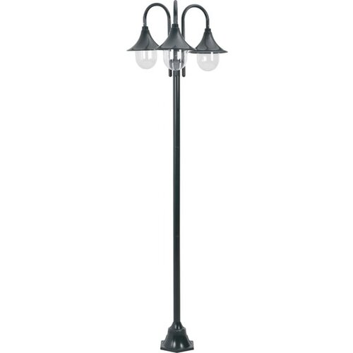  Vrtna ulična svetilka E27 220 cm aluminij 3 žarnice zelena Cene