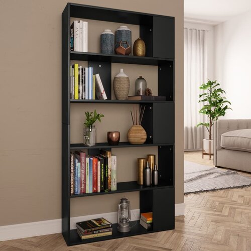  za knjige / sobna pregrada crni 80x24x159 cm drveni Slike