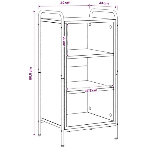  Kreveta Crni hrast 97 x 33 x 81 cm Konstruirano drvo - Crni hrast s 2 police 73 x 33 x 81 cm Slike