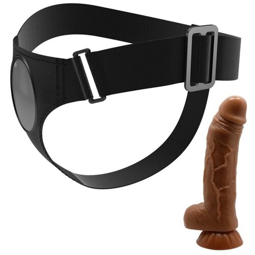 Pretty Love Harness - s univerzalnim donjim dildom - 17 cm (crni) Cijene